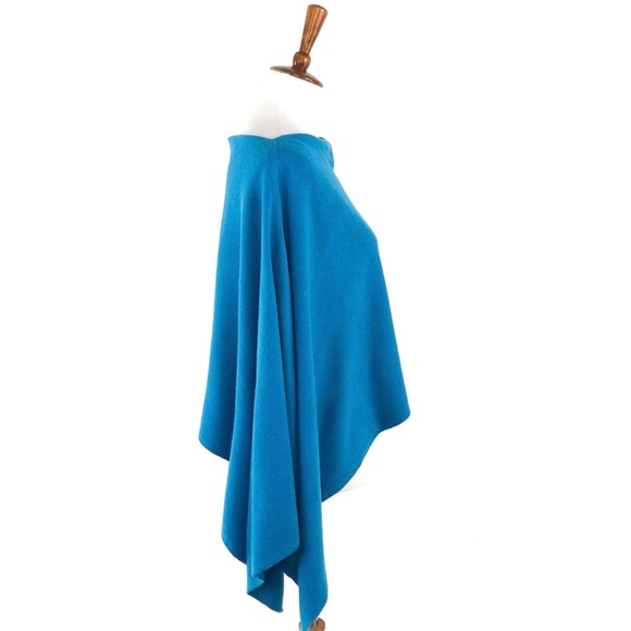 Lucy Paris Blue Knit Asymmetrical Poncho, Size Small / Medium - Picture 4 of 7